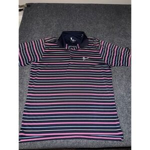 F&G Tech Mens XL Navy Blue Striped Southern Hills Golf Polo Shirt